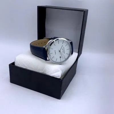 Citizen Quartz Watch White Leather Strap 100M Water Resistant
