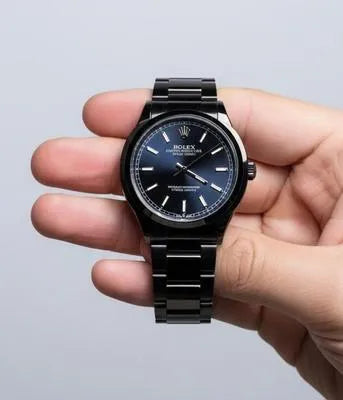 Men's Black Dial Analog Quartz Stainless Steel Watch 34mm