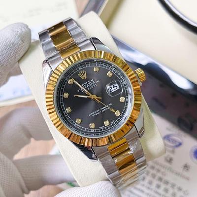 Men's Luxury Watch Black Diamond Dial 41mm Stainless Steel