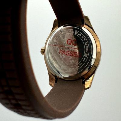Men's Stainless Steel Watch with Brown Strap & Luminous Markers
