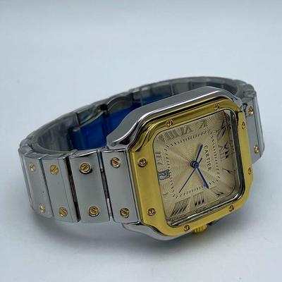 Men's Stainless Steel Watch Gold Roman Dial Water Resistant